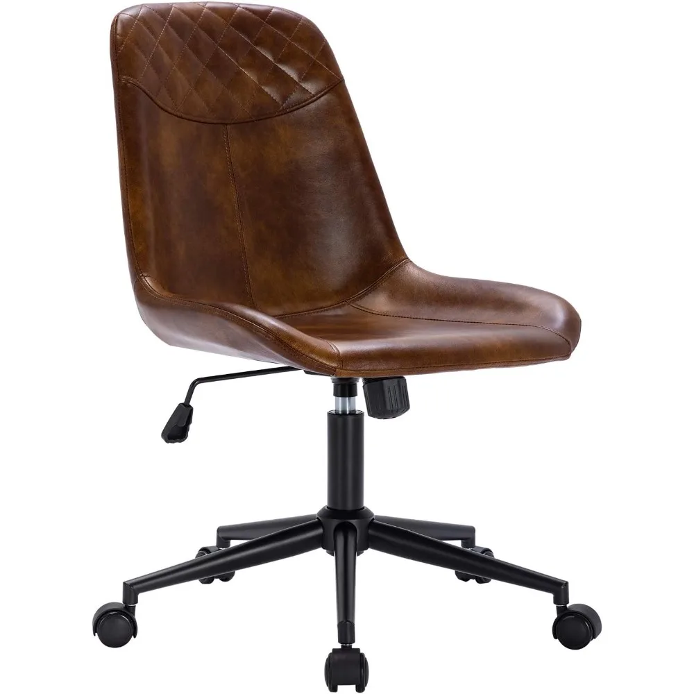 

modern pu leather office chair desk chair swivel computer chair yellowish-brown