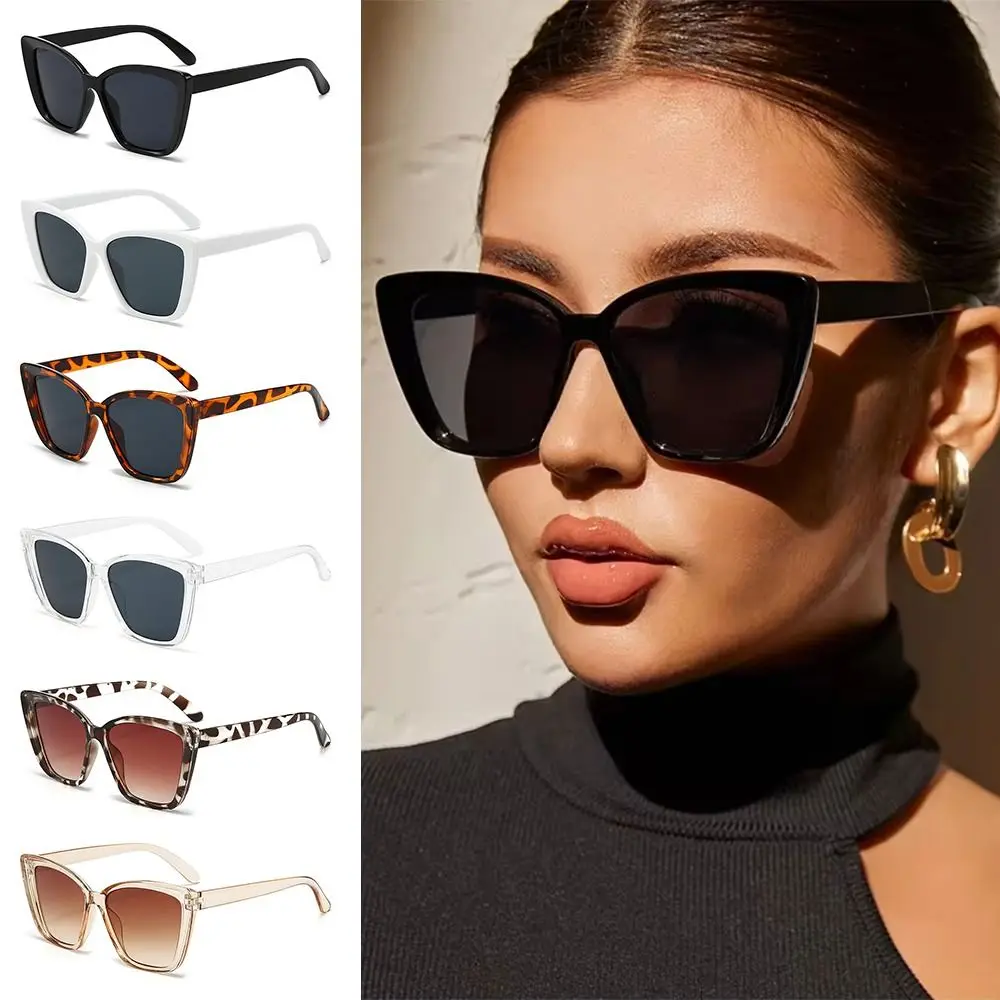 Fashion Street Shooting Cat Eye Sunglasses Photo Props Leopard Square Frame Sun Glasses UV400 Protection Eyewear for Women