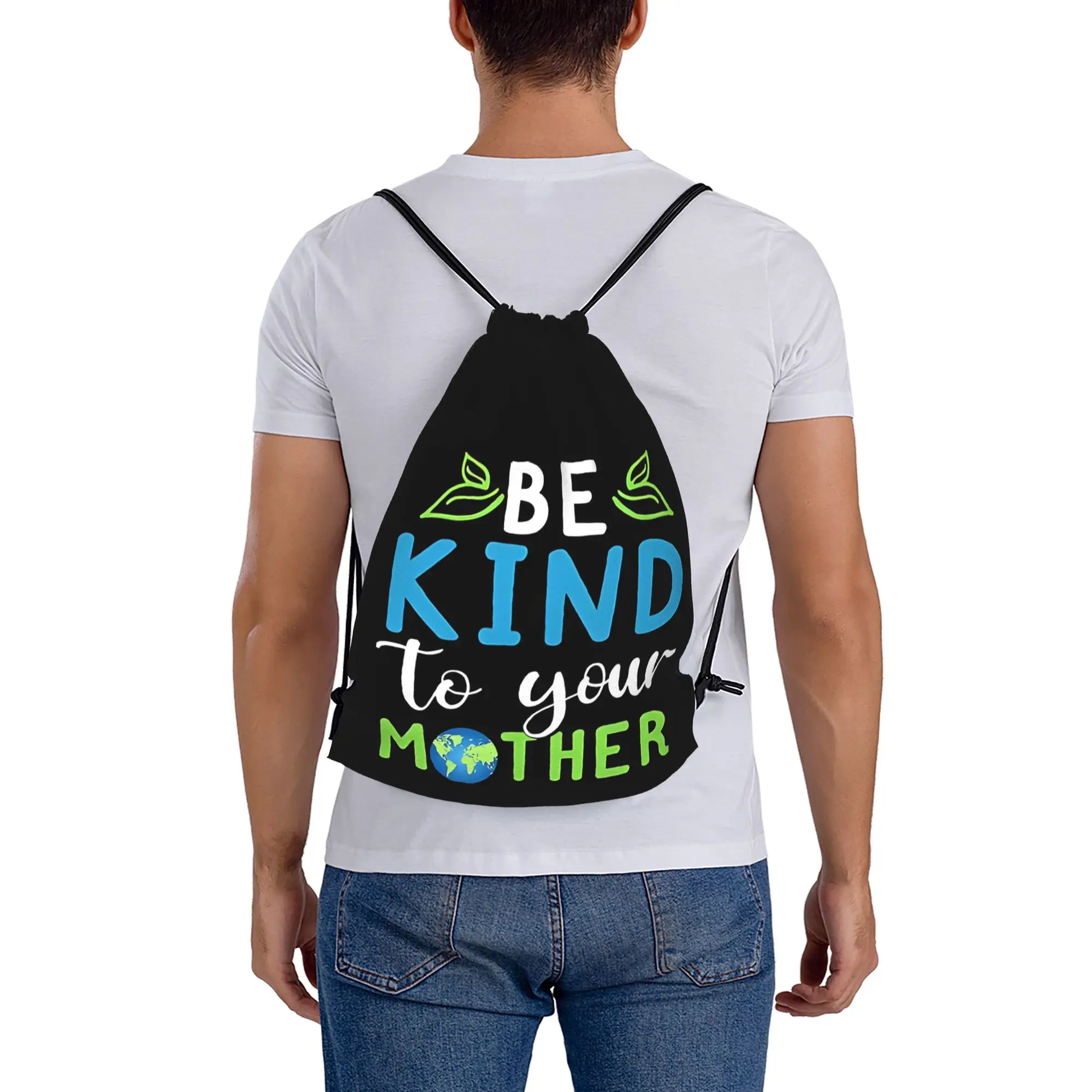 Cute Earth Day  Multi-function Pocket Men Women Storage Backpack Teenager Travel Bag Print Drawstring Bags