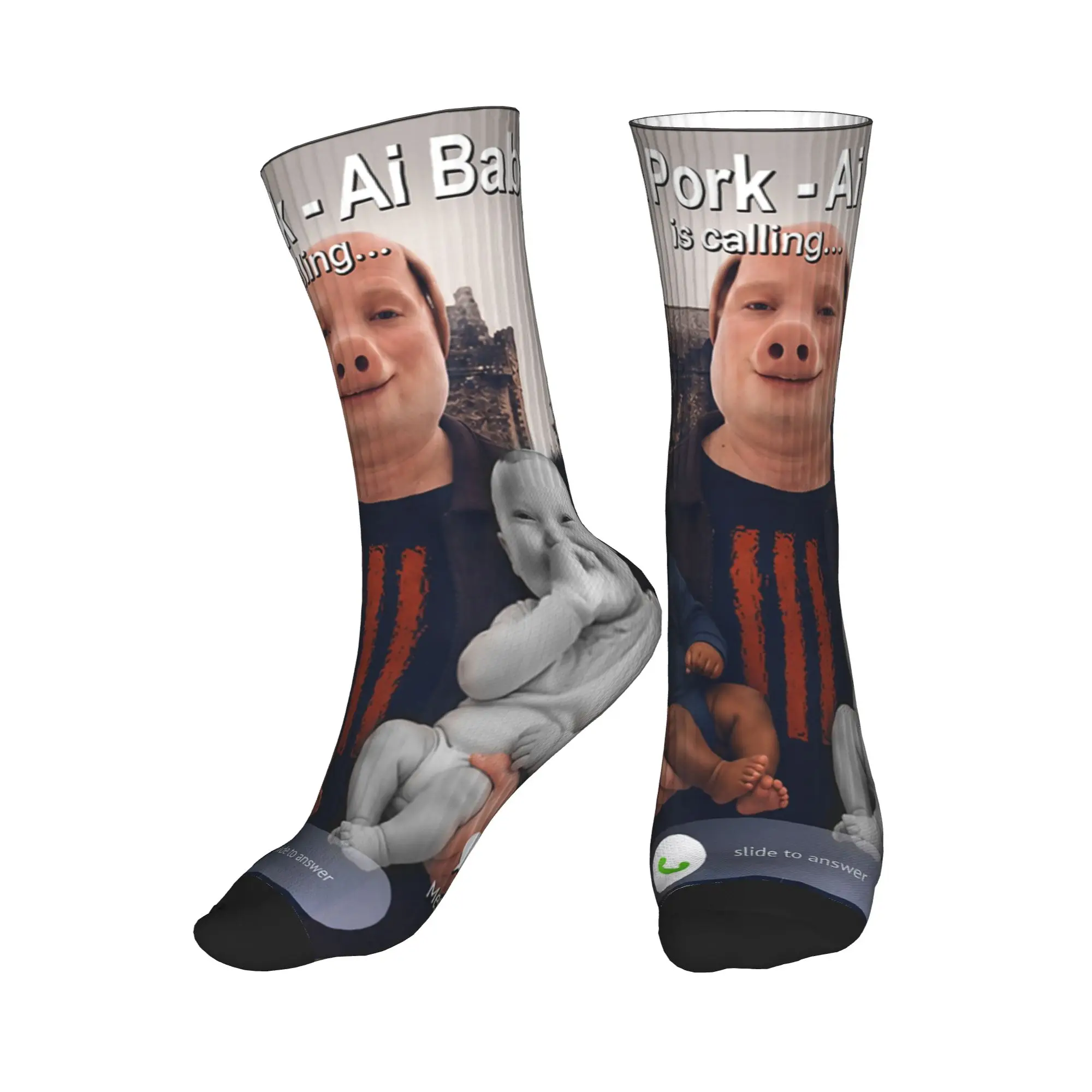 Funny John Pork and Niche Ai Baby Baby Speed is Calling Stockings Men's  Socks Fashion Socks Winter Cycling Design Socks Gift