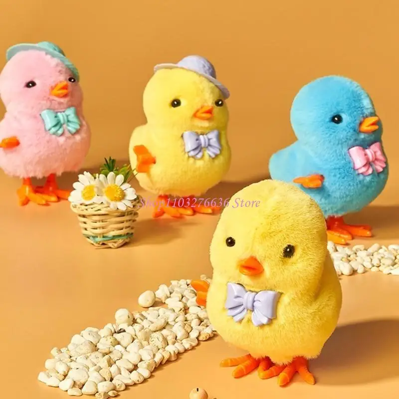 R6FD Pâques Windup Poulet jouet en peluche Jouet pour bébés pour tout-petit favorise l'activité physique Exploration éducation
