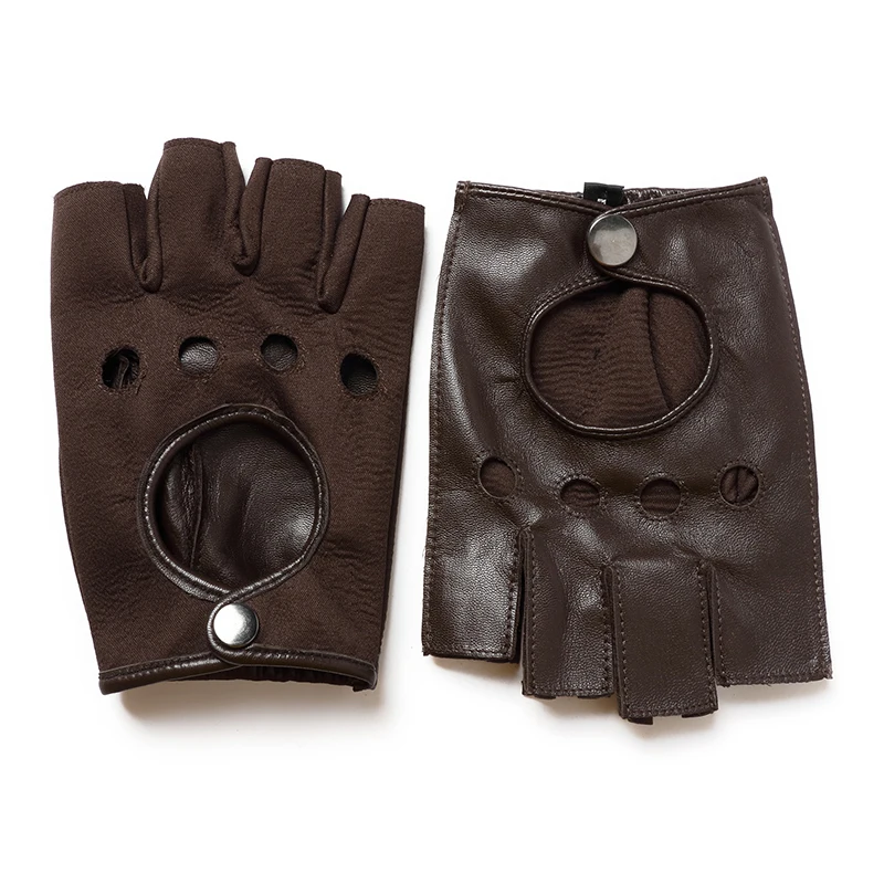 Marca nova masculino luvas de couro sem dedos respirável fitness goatskin guantes vermelho motocicleta equitação ao ar livre sem forro luvas