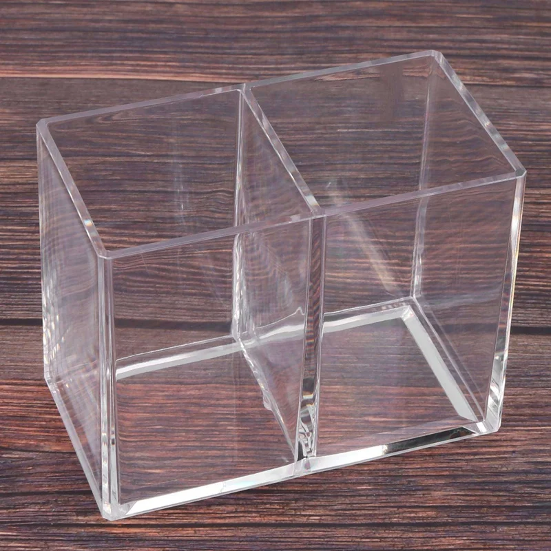 3X Clear Acrylic Makeup Brush Holder Pen Pencil Cup Holder Cosmetic Storage Desktop Stationery Organizer Compartments