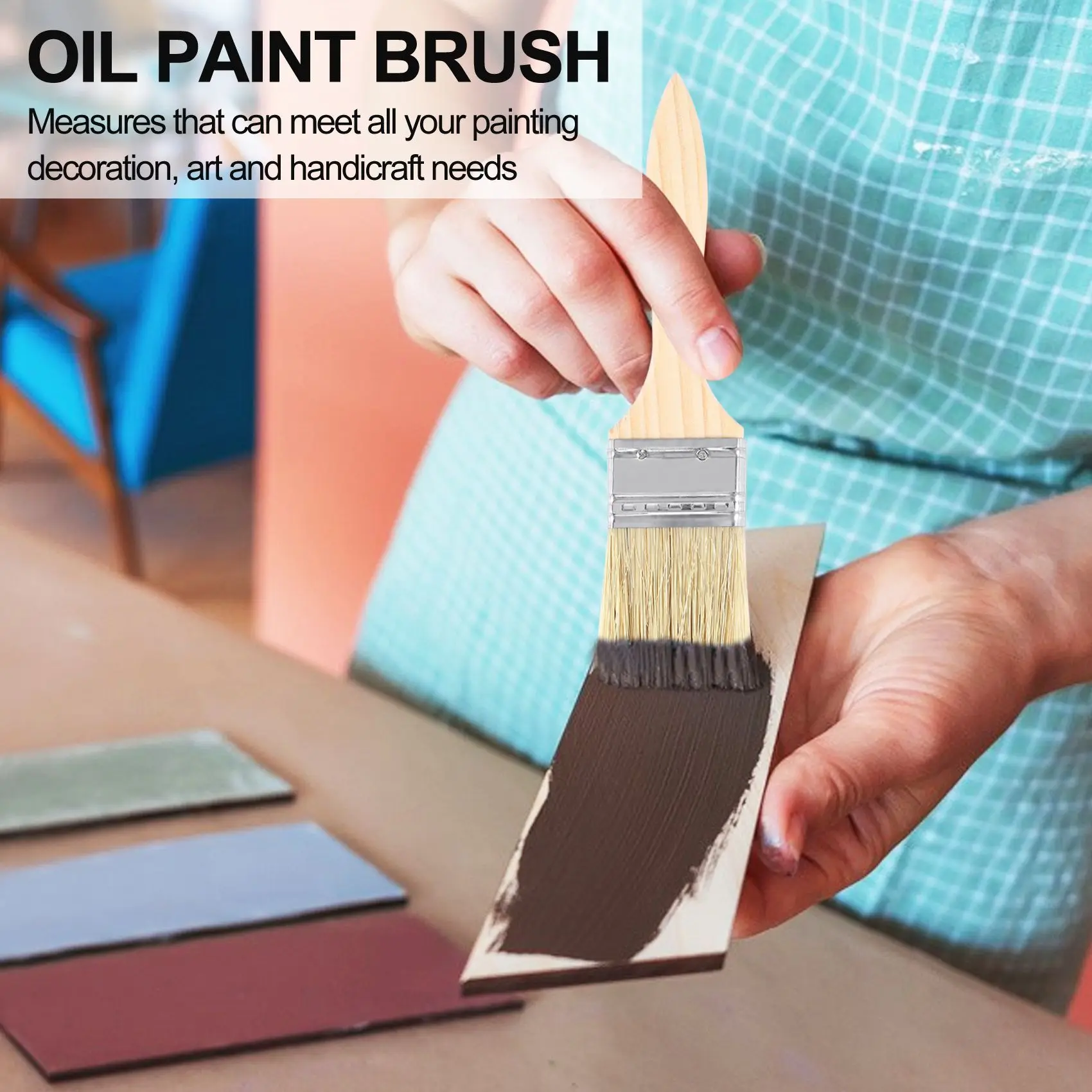 

A55T24 Pack of 2 Inch (48mm) Paint Brushes and Chip Paint Brushes for Paint Stains Varnishes Glues and Gesso