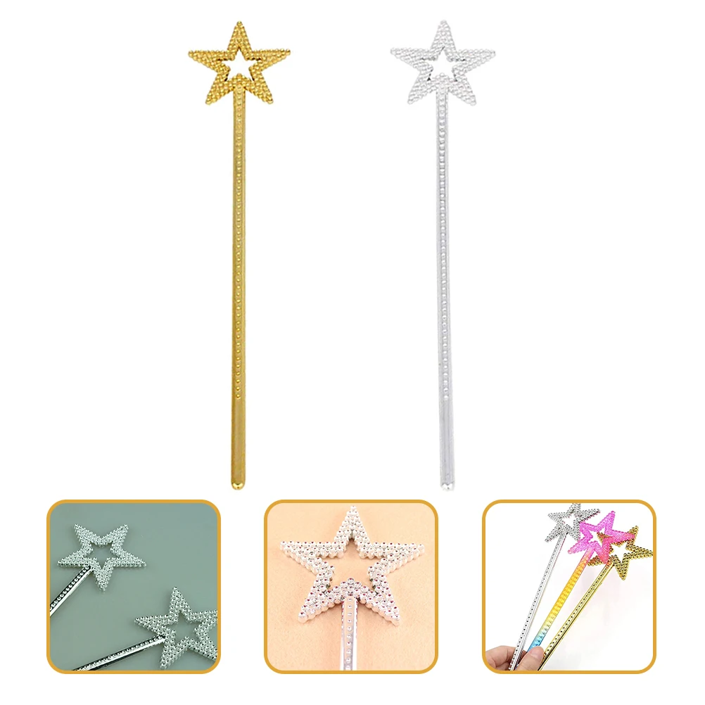 

2pcs Wand Star Fairy Sticks for Kids Girls Toy Princess Craft Party Costume Props Plastic Resin Creative Gifts