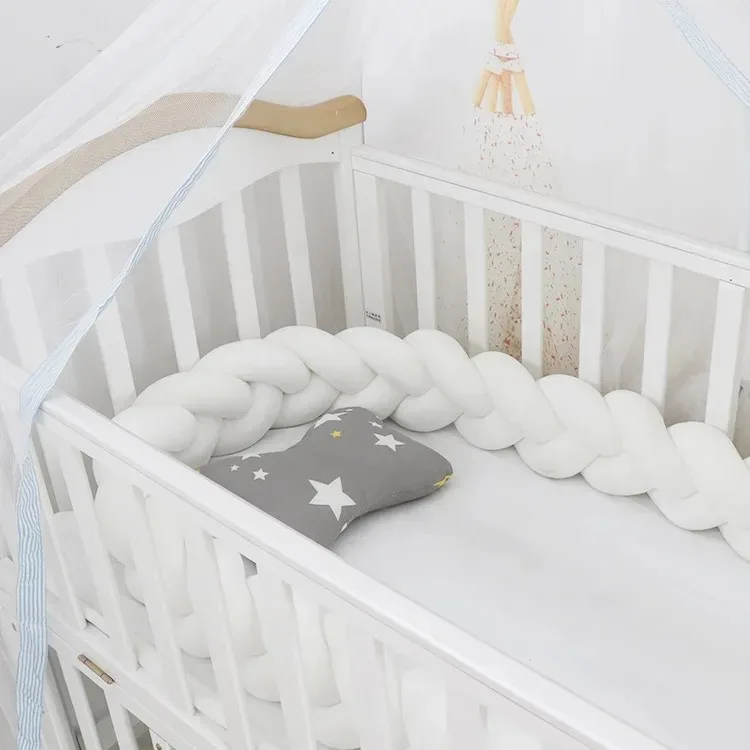 1M/2M/3M/4M Baby Crib Protector Bed Braid Knot Cushion for Infant Kids 3 Shares Toddler Baby Bed Bumpers In The Crib Newborn image 3