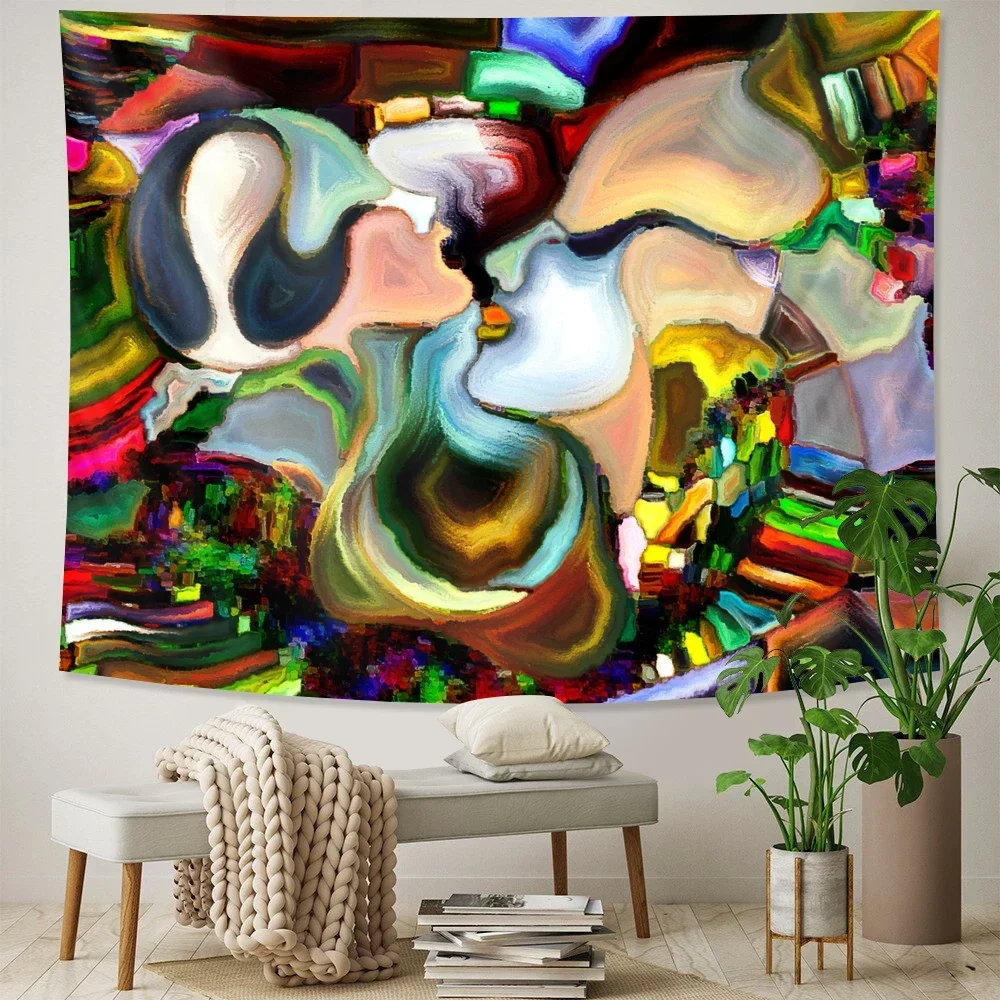 Abstract watercolor painting psychedelic scene home art decoration Datura tapestry Hippie Bohemian decorative sheet yoga mat