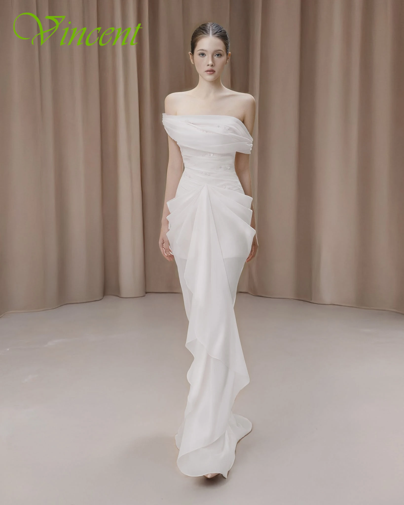 

Customized Mermaid Boat Neck Cap Sleeve Elegant Evening Dress Temperament Bespoke Occasion Gowns Modern Delicate Party Dress