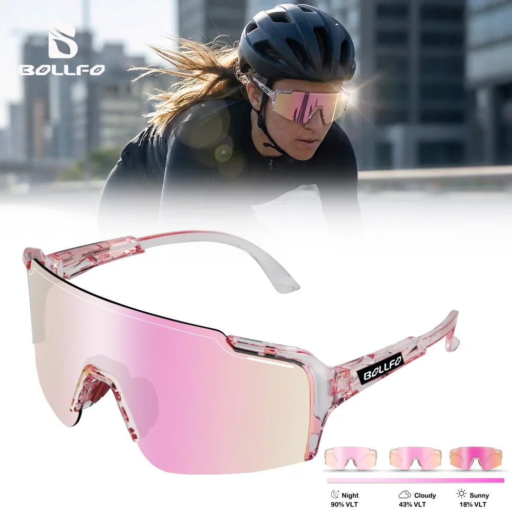 BOLLFO Photochromic Cycling Glasses UV400 Ultra-Light Wrap-Around Road Commuter Cyclists Seeking Adaptive Lens Clarity Eyewear