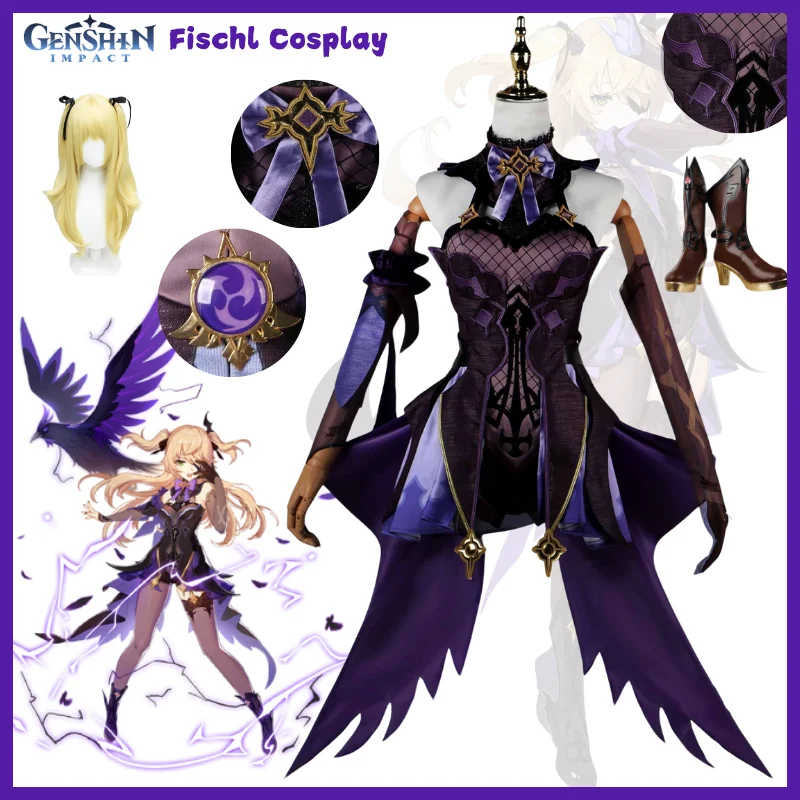 

Genshin Impact Fischl Косплей Игры Костюм Набор Парик Игры Аниме Манга Платье Хэллоуин Индивидуальный Наряд для Женщин Девушка