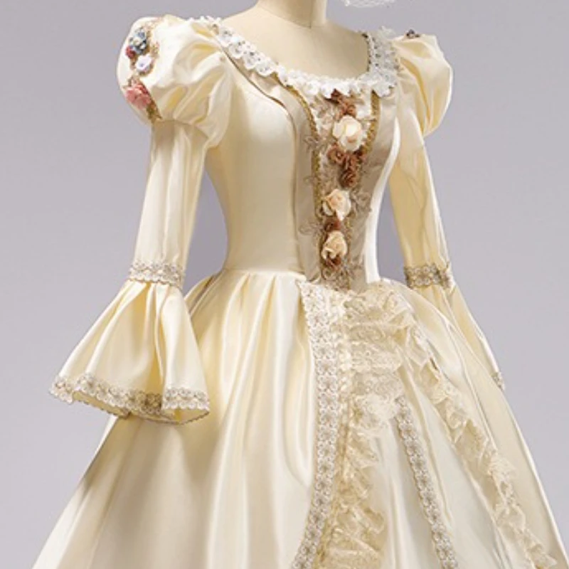 الشمبانيا بأكمام طويلة فستان عتيق من القرون الوسطى نموذج المنصة فستان تنكر الصيف Vestidos Para Gradatia أنيقة الأحداث