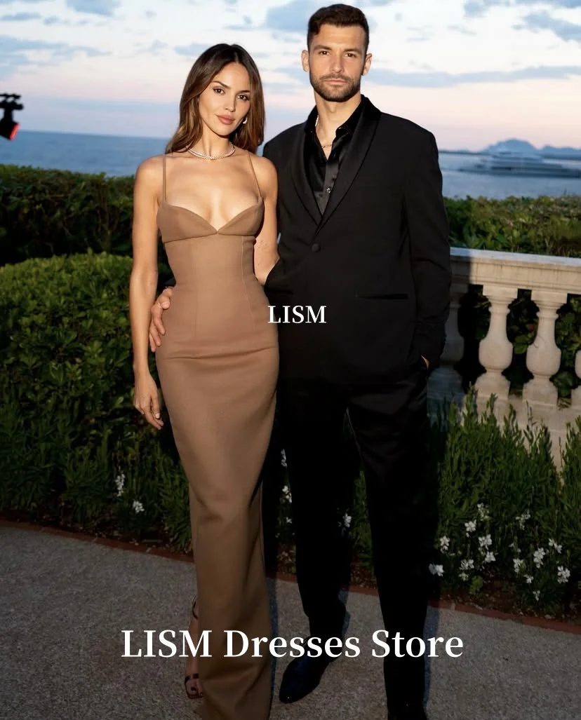 LISM Sweetheart Brown Mermaid Evening Dresses Sexy Soft Satin Long Elegant Prom Dresses  فساتين المساء Customized