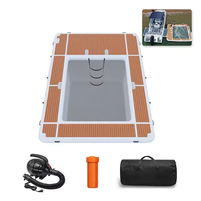 

Надувной плавающий бассейн, надувная док-станция, плавающая платформа, 13x10 футов, надувной морской бассейн с сеткой для яхты, лодки