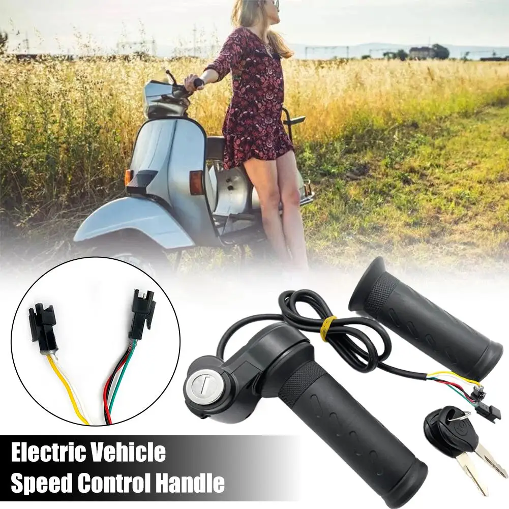 E-Bike Grip Universal Electric Bicycle Scooter with Key Twist Handlebar & Replacement ,Twist Lock Accelerator Q0I8
