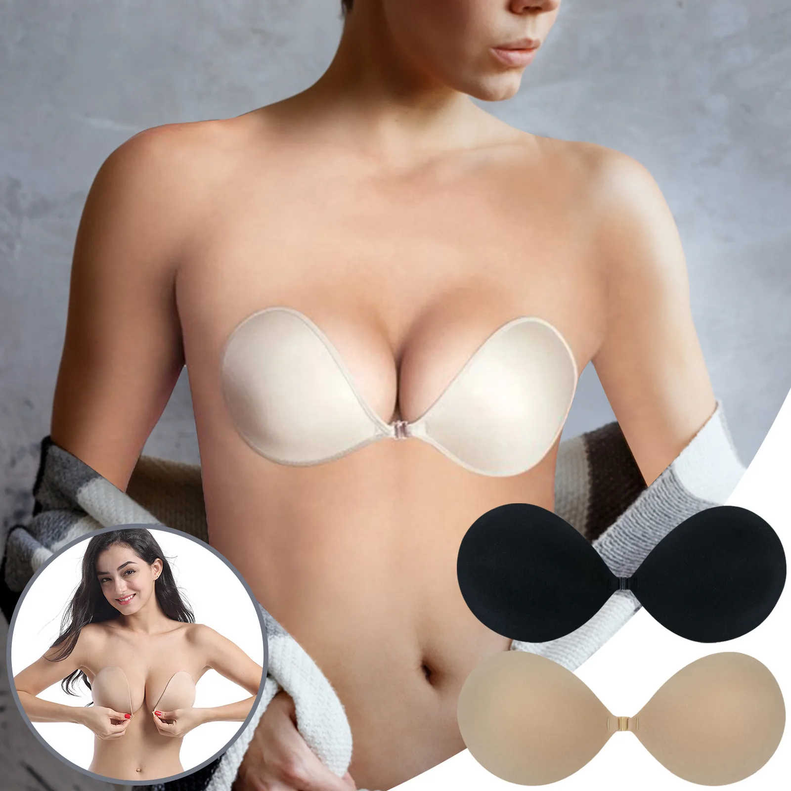 Thickened 3cm Cup Bra Gathered  Underwear Round Breast Paste Wedding Dress Chest Paste Female Underwear Sexy Bras