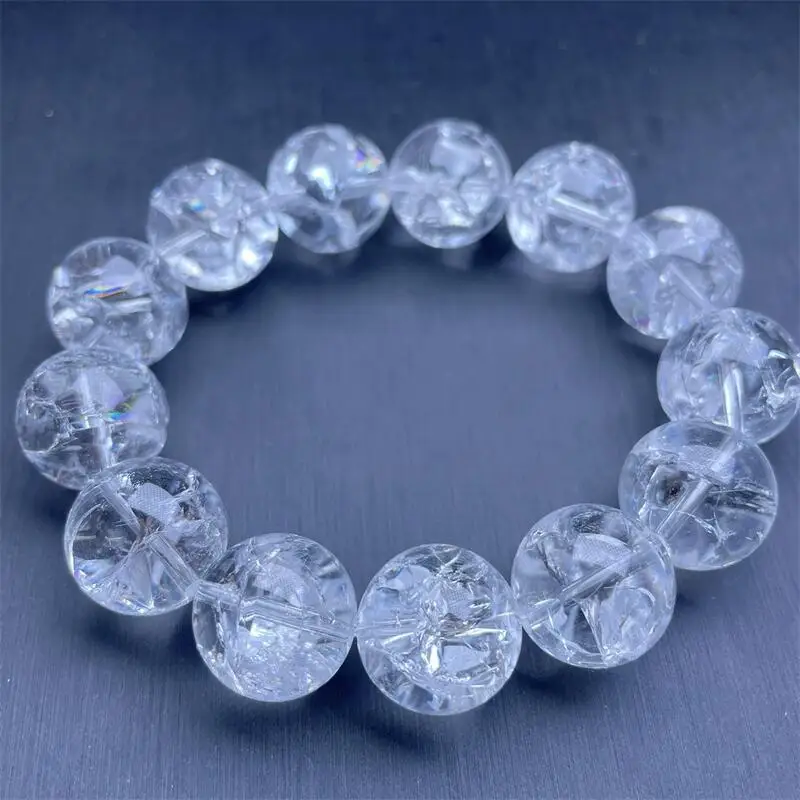 16MM Natural Azeztulite Clear Quartz Bracelet String Charms Strand Exquisite Jewelry Gift Healing Crystal Energy Gift 1PCS