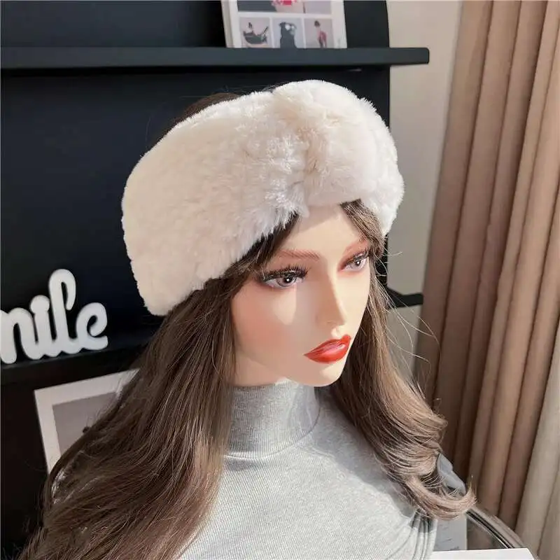 

Rex Rabbit Fur Scarf Women Winter Fur Scarf Headbands Girls Handmade Fur Scarf Natural Fur Ring Scarves Knitted Neck Warmer