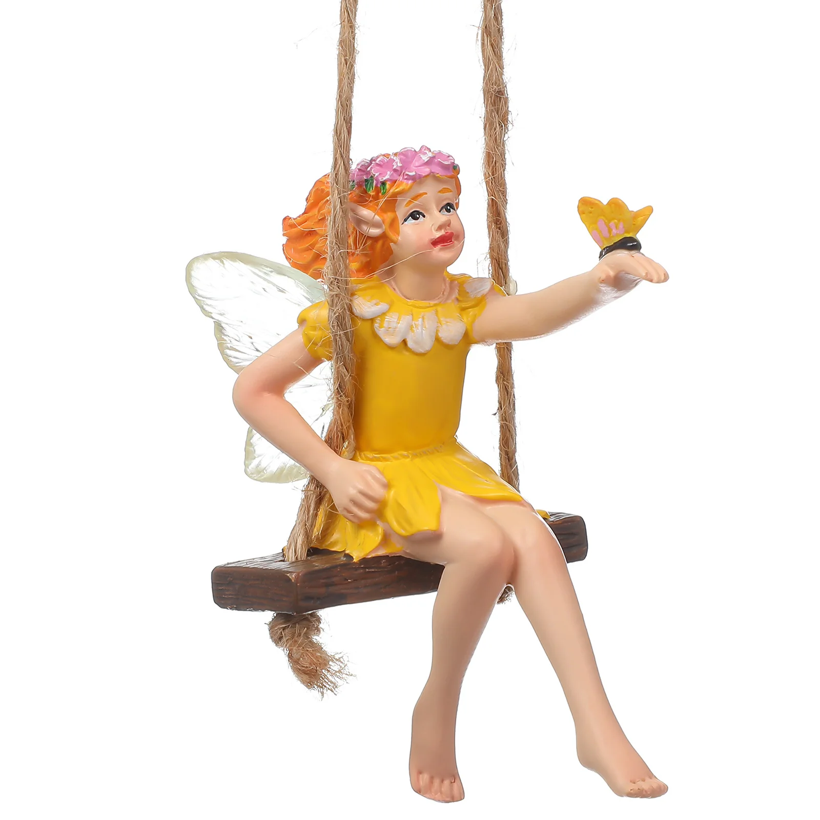 

Creative Flower Fairy Swing Statue in Resin Material Tree Hanging Garden Decoration for Outdoor Indoor Space Enhancement