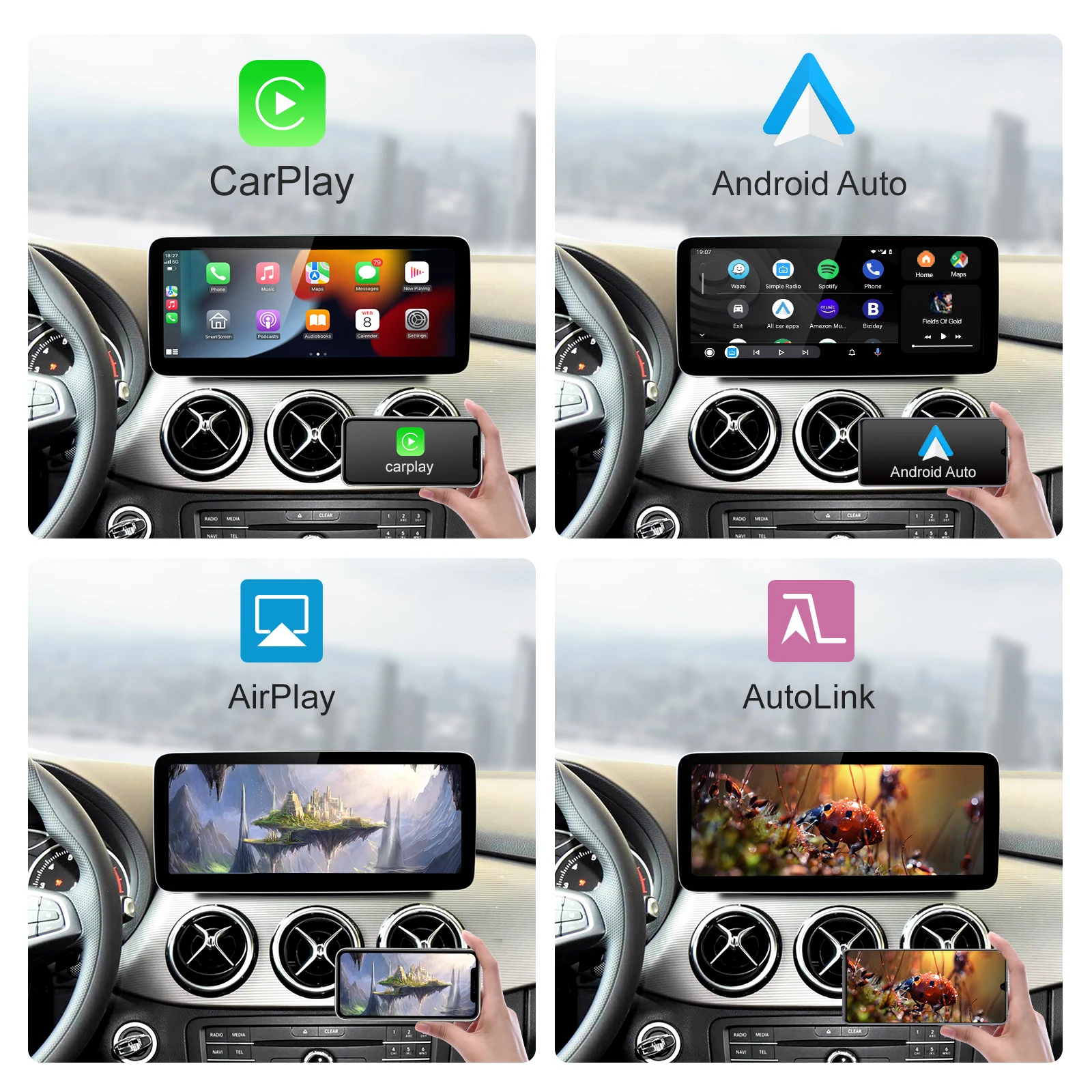 اللاسلكية Carplay/Android Auto 12.3 بوصة تعمل باللمس الوسائط المتعددة لمرسيدس بنز NTG5.0 ABC E GLE W212 W246 W205 W167 W176 C117