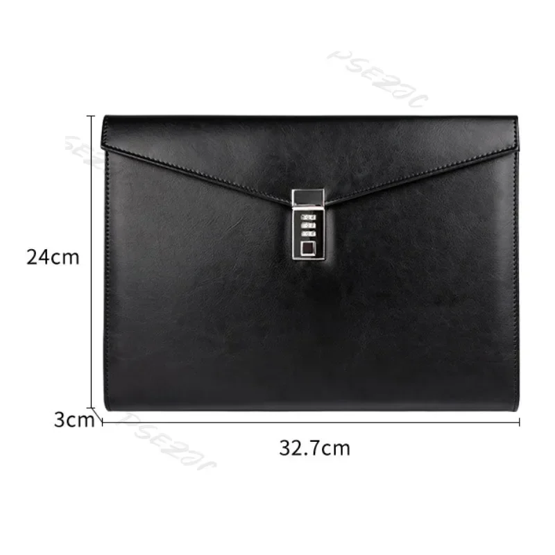 A4 Confidential Document Bag Portable Leather Password Lock Official Document Business Travel Manager Bag