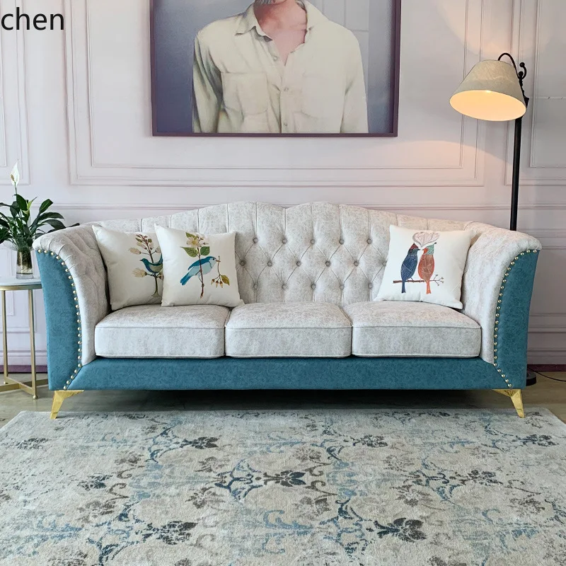 PYH Modern Minimalist Style Furniture High-Tech Fabric Imitation Art Three-Seater Sofa for Small Apartments