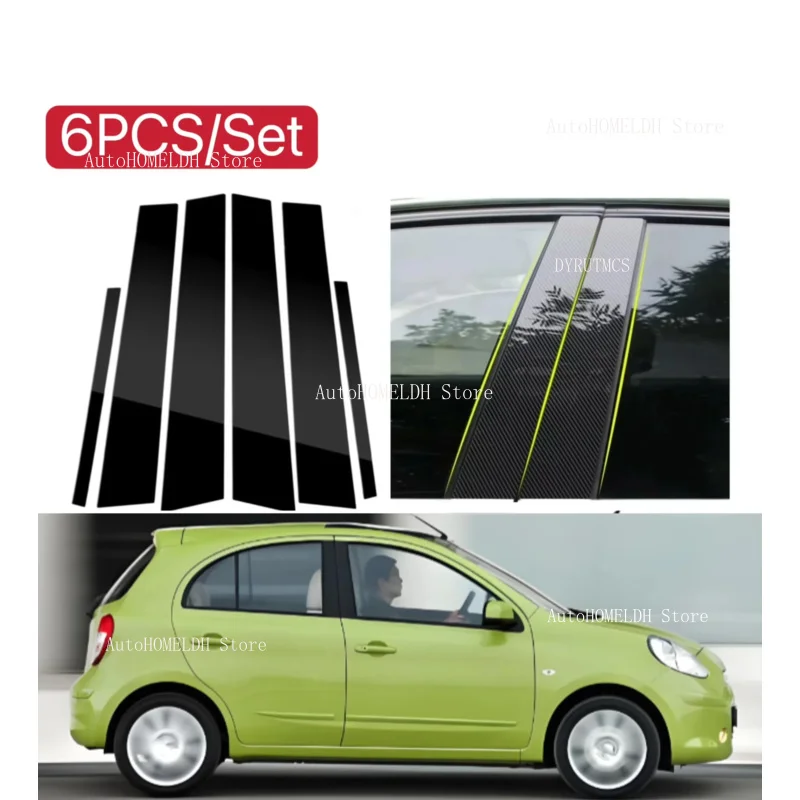 

Gloss Black Pillar Posts Silver Carbon Door Window Sticker Cover Fit For Nissan March Micra K13 2011 2012 2013 2014 2015