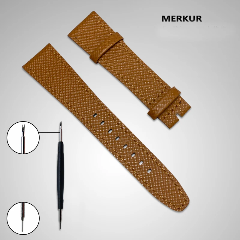 

20mm Merkur New Leather Strap Waterproof Skin-friendly Retro Quick Release Watchband Watch Accessories Formal Breathable Strap