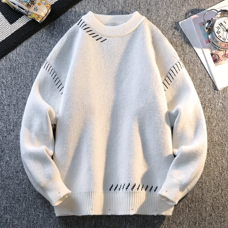 Nuevo suéter de punto cálido de moda de Color sólido 2025 suéter de punto cálido de otoño/invierno para hombre jersey ropa para el hogar