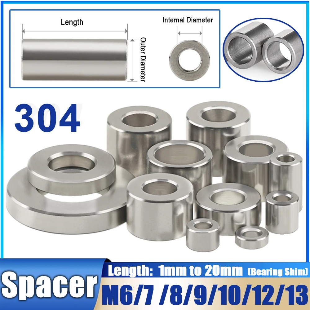 5pcs / 10pcs M6 M7 M8 M9 M10 M12 M13 Stainless Steel Flat Washer Bushing Gasket CNC Sleeve Non-threaded Stand-off Spacer