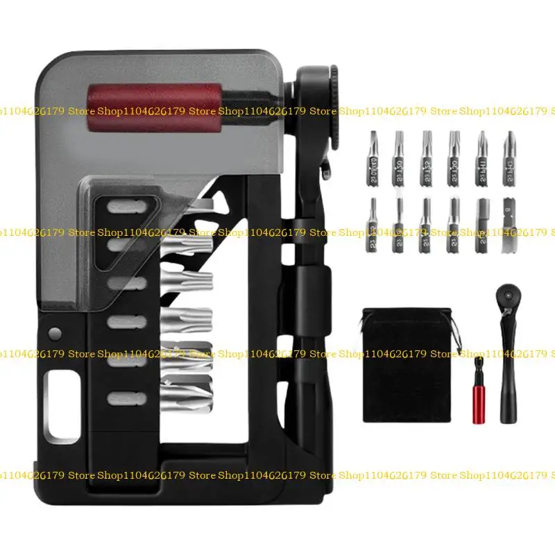 

A1A2 Ratchet Wrench Magnetic Key Tool Steel Bits Extension Bar Repair Set Portable Bike Maintenance Multitool