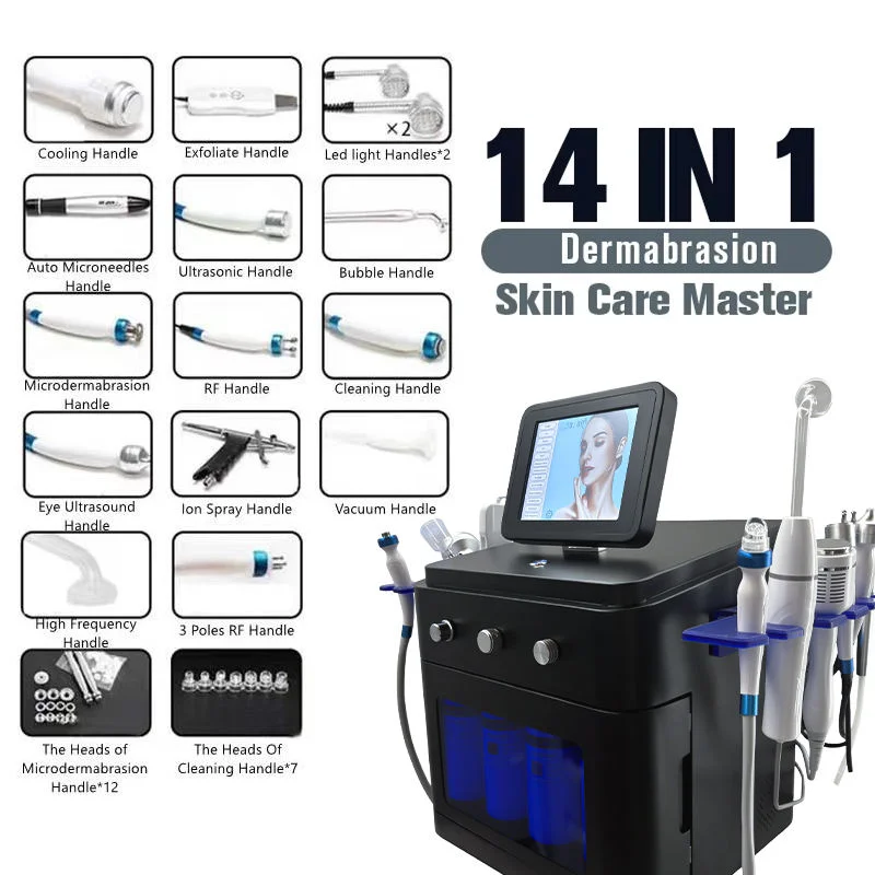 Nuovo 14 In 1 Idro Ossigeno Macchina Per Microdermoabrasione Facciale Idrodermoabrasione Aqua Peel Rimozione di Comedone Cura Della Pelle Macchina Del Salone