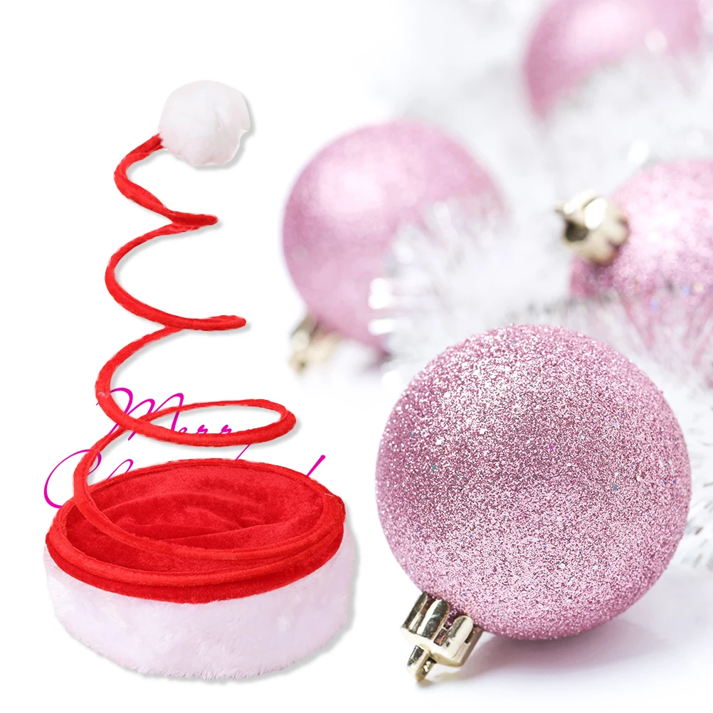 

Christmas Decoration Hats Red Coiled Spiral Brim Pom Pom Top Novelty Party Favors Santa Hat For Men Women Photo Props