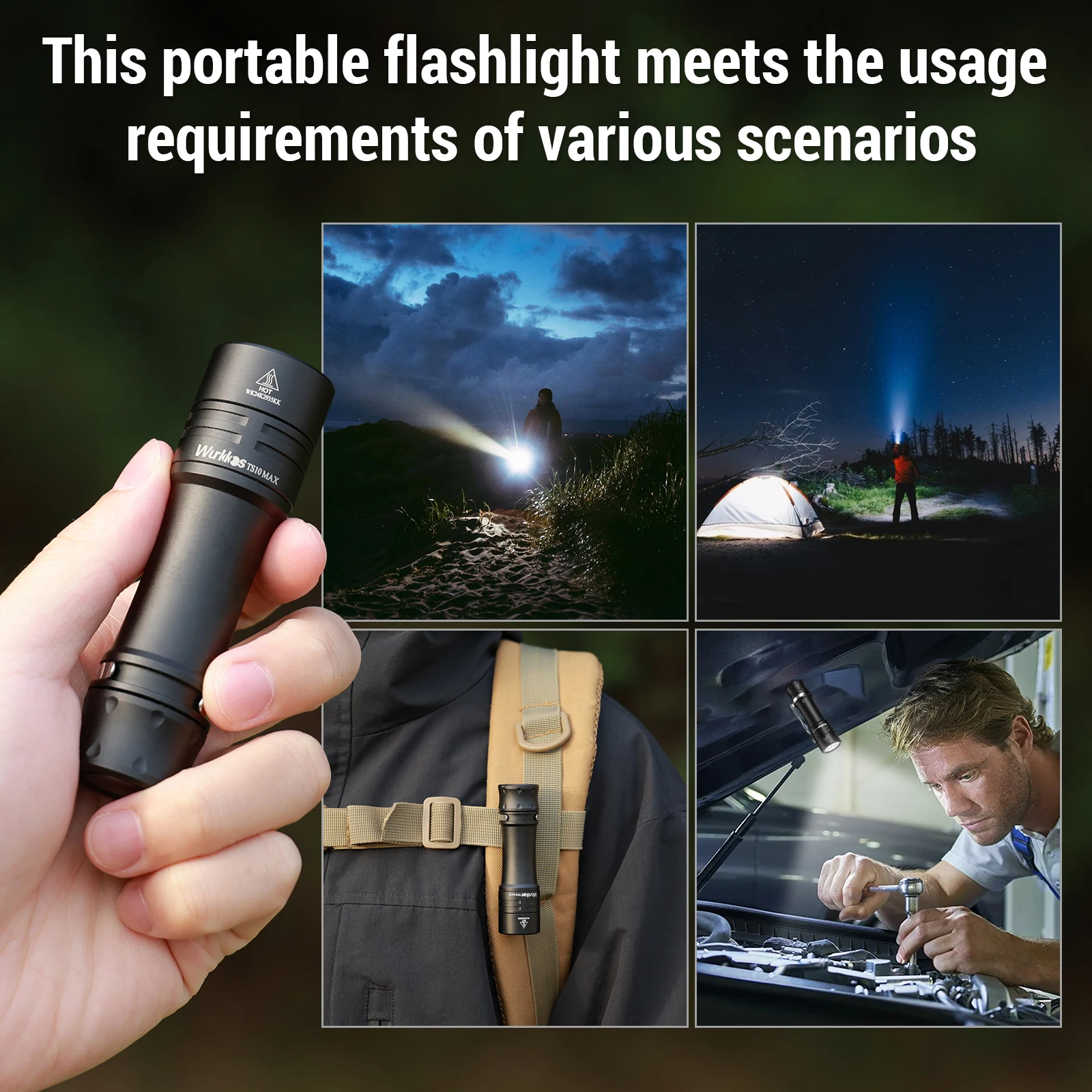 Wurkkos TS10 MAX Torch 18650 Powerful Flashlight 2500LM EDC Light with 3* 95+ CRI LEDs and 3* RGB Aux LEDs Work Lamp Anduril 2.0