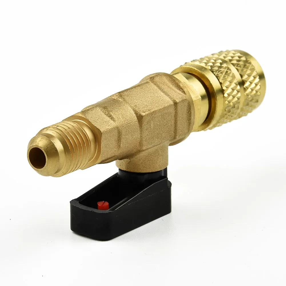 Compatible with A/C Charging Hoses HVAC AC Straight SHUTOFF Ball Valve Adapter For R134a R22 R12 R410a 14'' Red