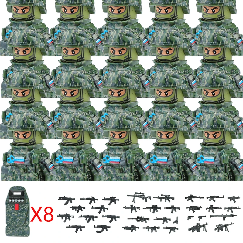 20 pièces figurines de l'armée militaire blocs de construction SWAT fantôme Commando US russie Forces spéciales soldat armes bouclier ceinture briques jouets