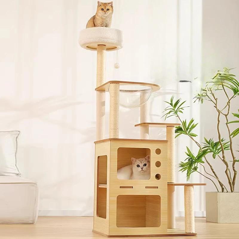 

Wooden Accessories Cat Scrapers High Space Saving Luxury Cute Cat Scrapers Large Tree Tower Drapak Dla Kota Supplies MR50CS