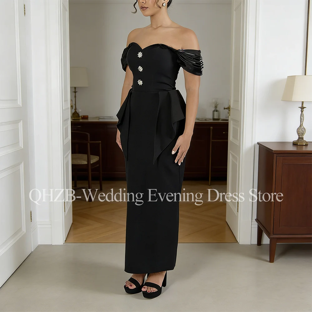 

Customized Elegant Long Black Evening Dresses for Special Occasions Off Shoulder Ankle-Length Mermaid Women Prom Party Gown 2026