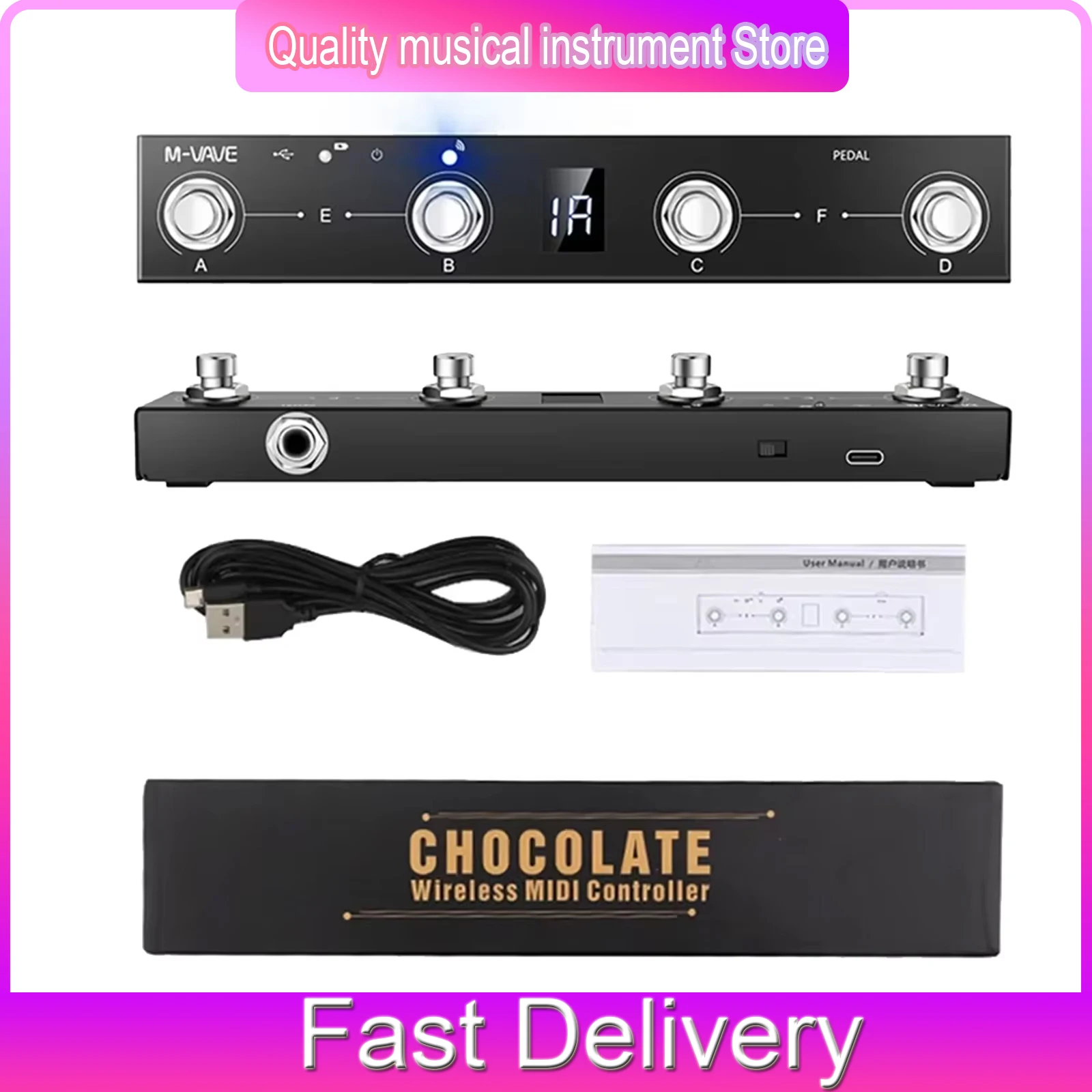 M‑VAVE Wireless MIDI Foot Controller BT Rechargeable MIDI Pedal With 4 Buttons APP Control For Electric Guitar Effects Parts
