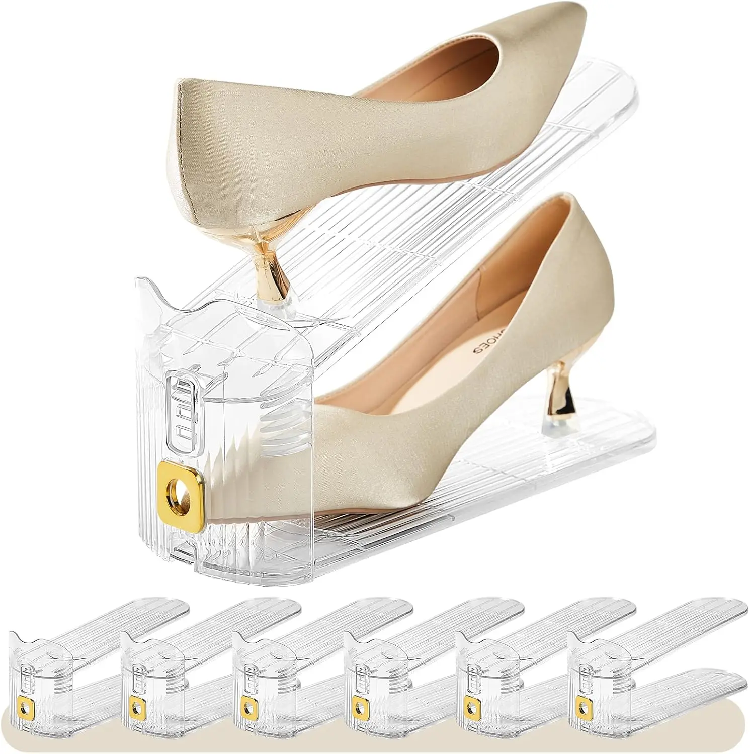 

6 Pack Shoe Slots Organizer for Closet, Adjustable Shoe Stackers for a Pair of Shoes Shoe Rack Storage Shoe Space Saver 50% Shoe