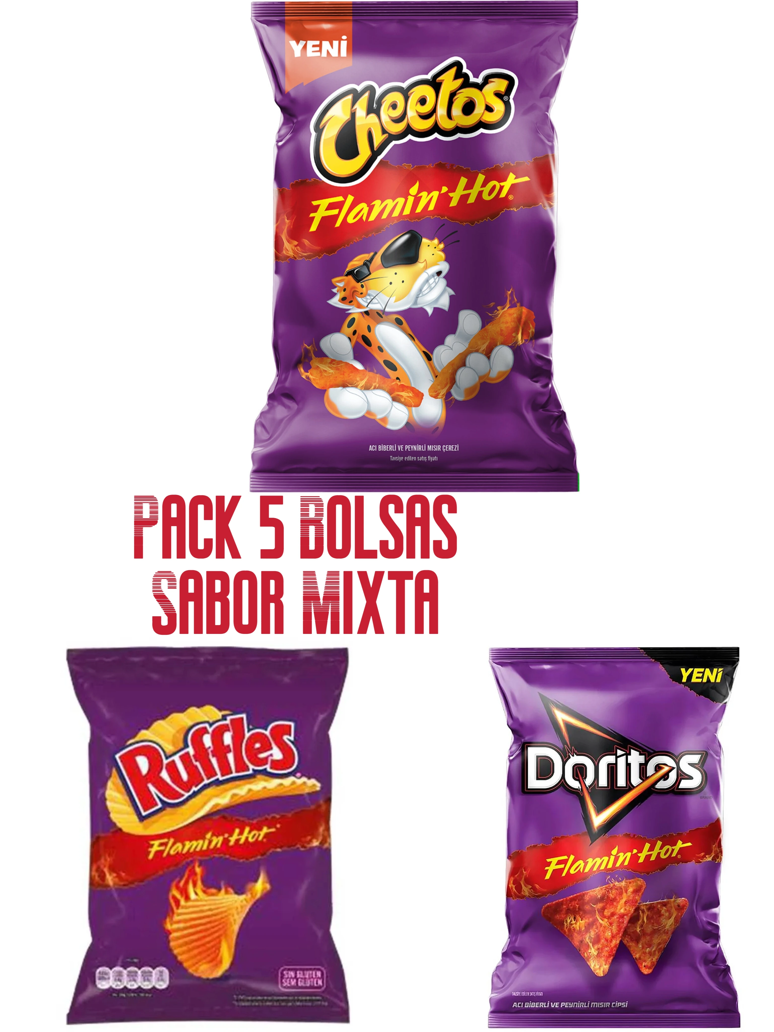 RUFFLES Sabor Flamin\'Hot bolsa 75 g - PACK 5 bolsas Sabor Mixta