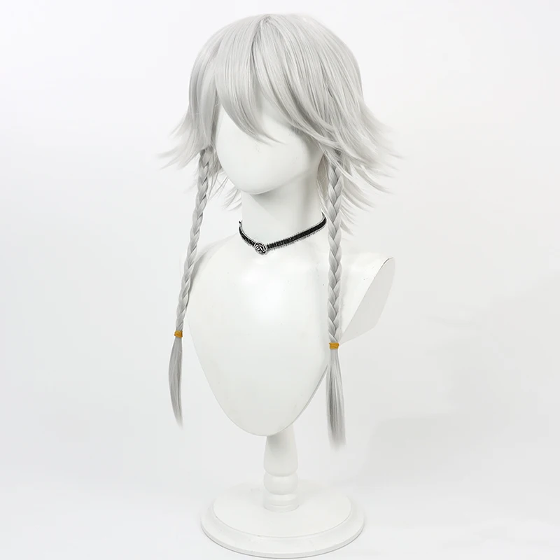 Pelucas de pelo sintético Sakuya Izayoi, pelucas de Cosplay Touhou Sakuya Izayoi, juego de rol, peluca larga y recta plateada y blanca resistente al calor