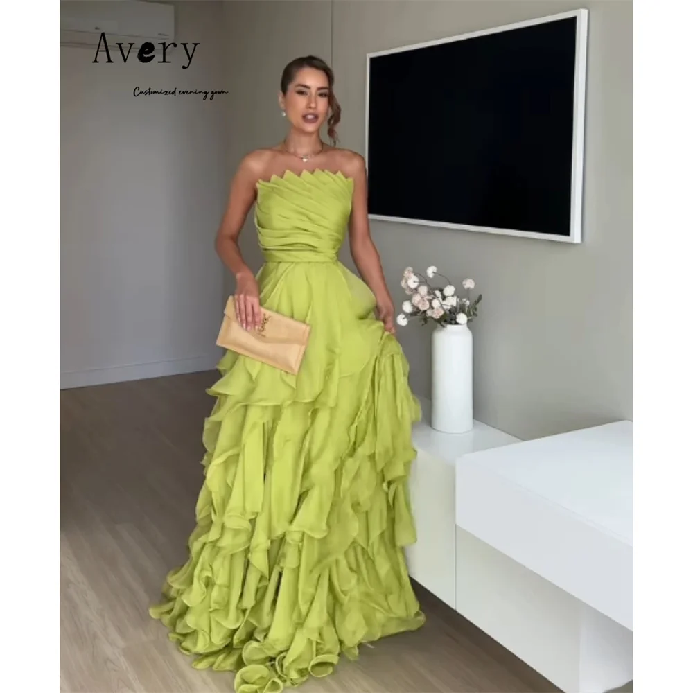 

Avery Custom A-line Tube Top Off-shoulder Green Elegant Gown Women's Prom Dress 2026 Luxurious Party Dresses for Luxury Party