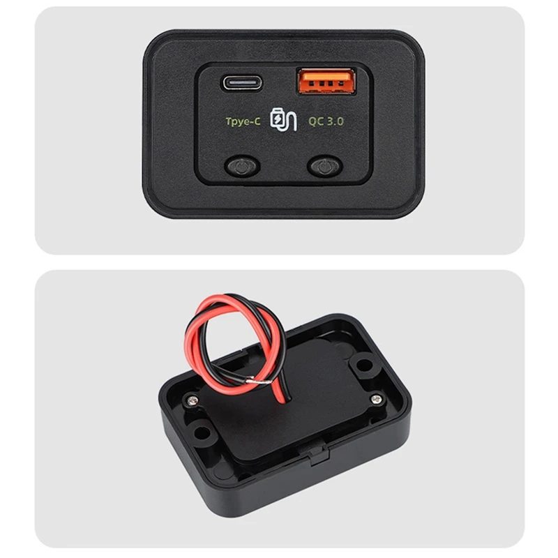 RISE-48W Dual Switch Fast Charging PD Modified QC Car Mobile Phone Charger 12V24V Suitable For Car RV Bus Bus Ship image 2