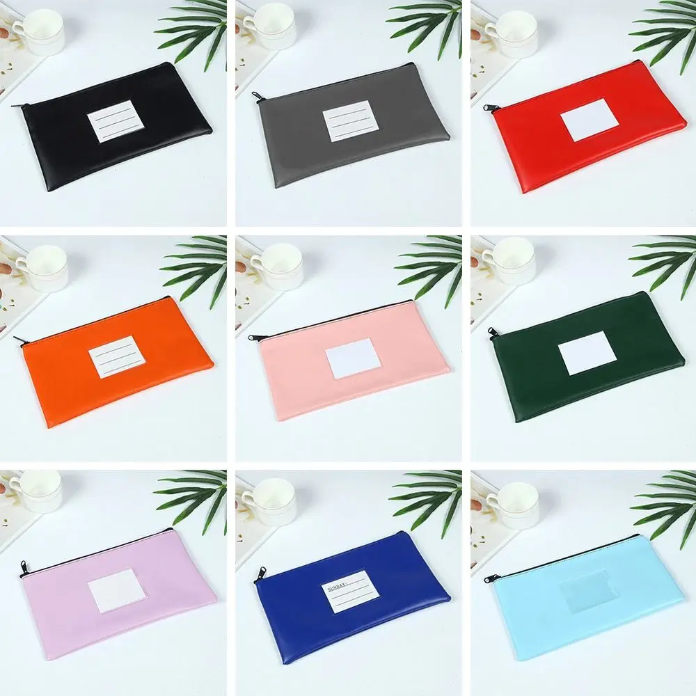 Waterproof With Zipper Bank Deposit Bag With Label Leather Bank Bag Leather Bags Cosmetics