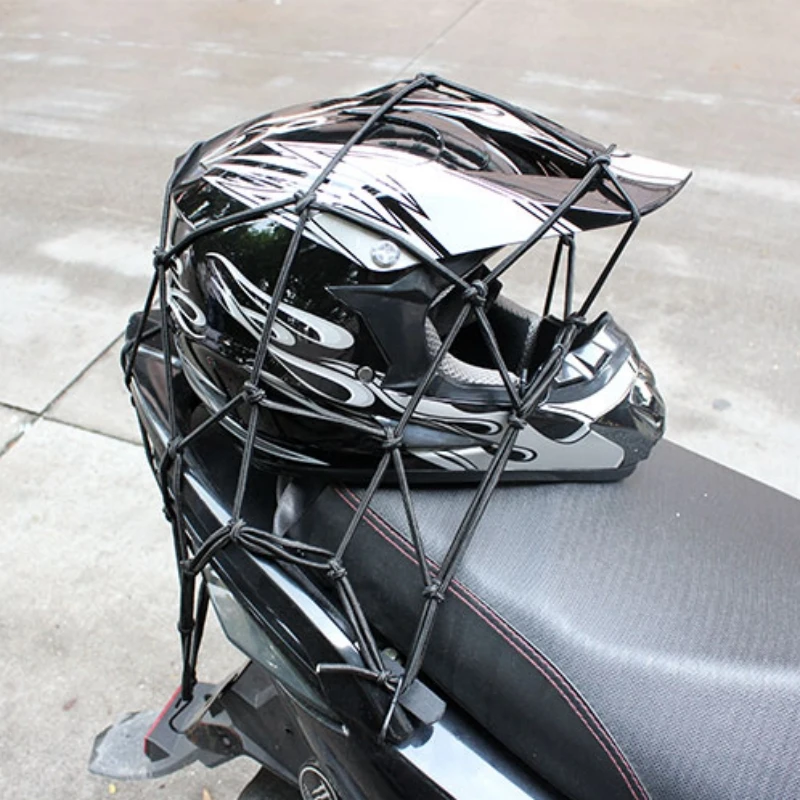

1PC Motorcycle Luggage Net – 6 Hooks Bungee Cord Fuel Tank Mount Durable Mesh Reflection | Universal Bike Moto