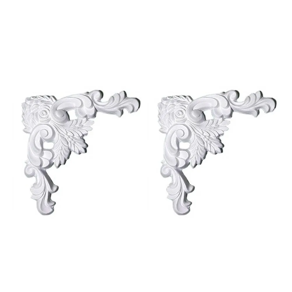 For Refined Interior Look PU Corner Decor Floral Wall Decor Piece Ornate Wall for Accent Sculpted Design Scrollwork Details