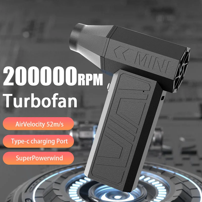 

200000RPM Violent Fan Powerful Air Blower Vacuum Dust Cleaner Type-C Charging Strong Winds 52m/s Brushless Turbo Jet Blower