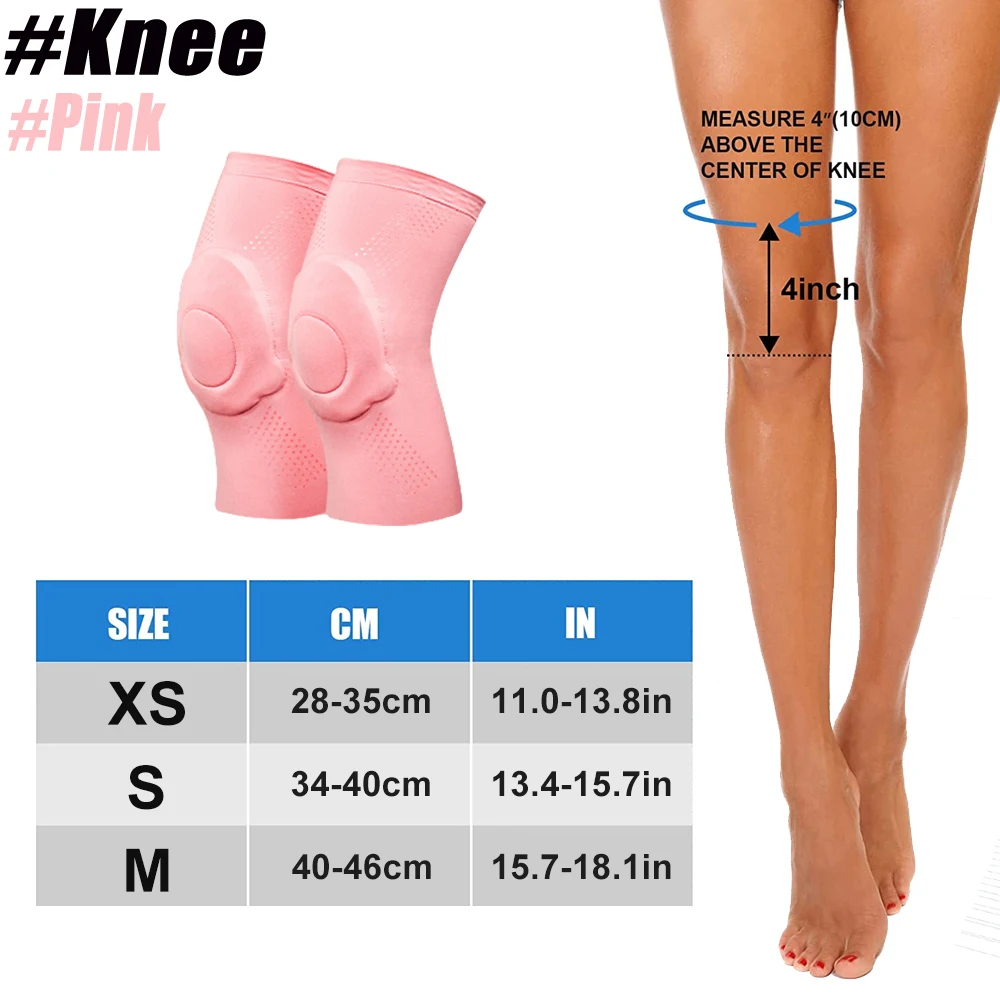 1 Paar Kompressions-Knieschoner oder Ellenbogenschoner mit Silikon-Gel-Pad, Volleyball-Knieschoner für Frauen und Mädchen, Tänzer, Yoga, Pole, Bodentanz – Detail 22