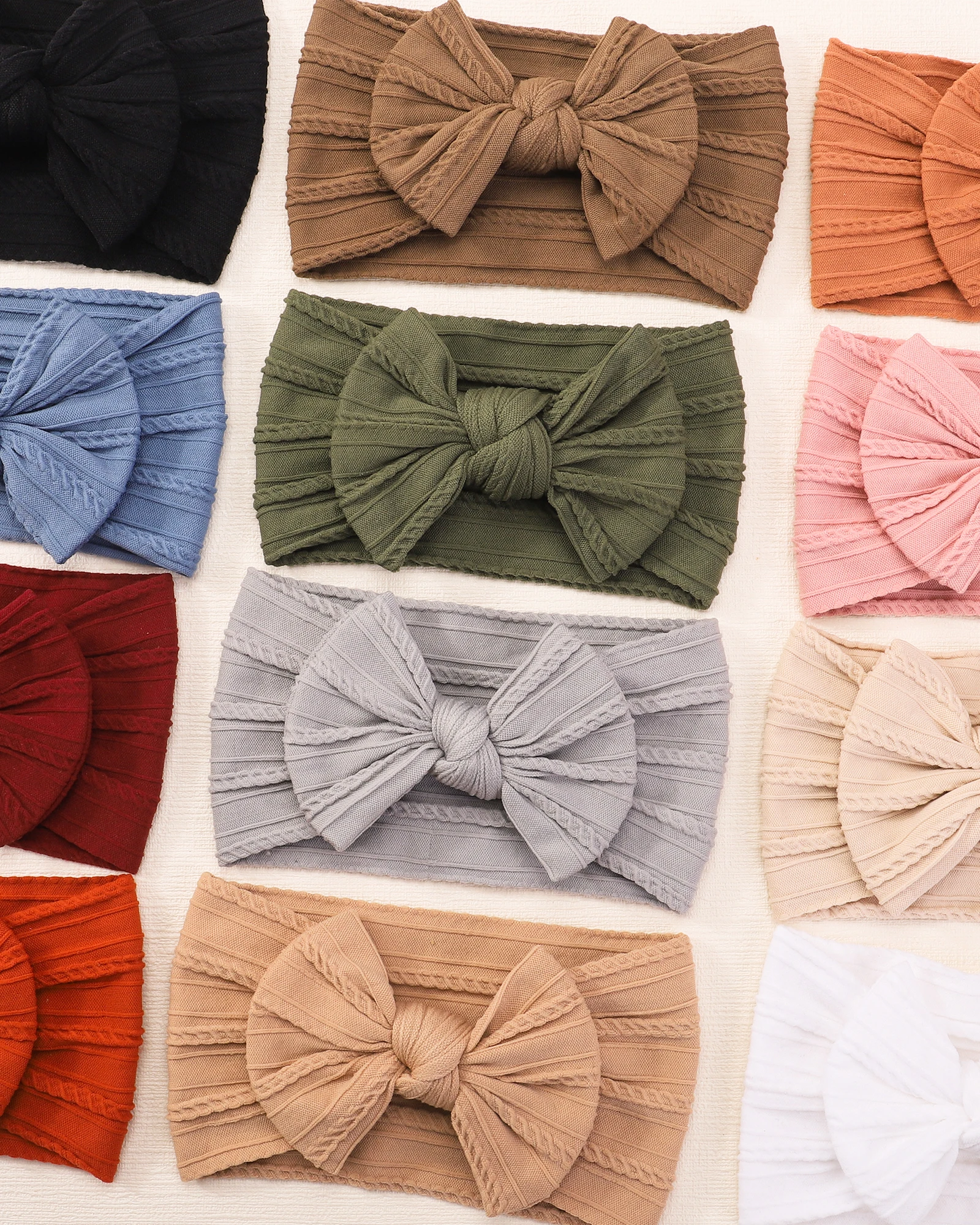 Hot PANTONE Autumn Color Bows Headband for Baby Girls Elastic Hair Band Cotton Bowknot Turban Kids Headwear Hair Accessories - Image 5