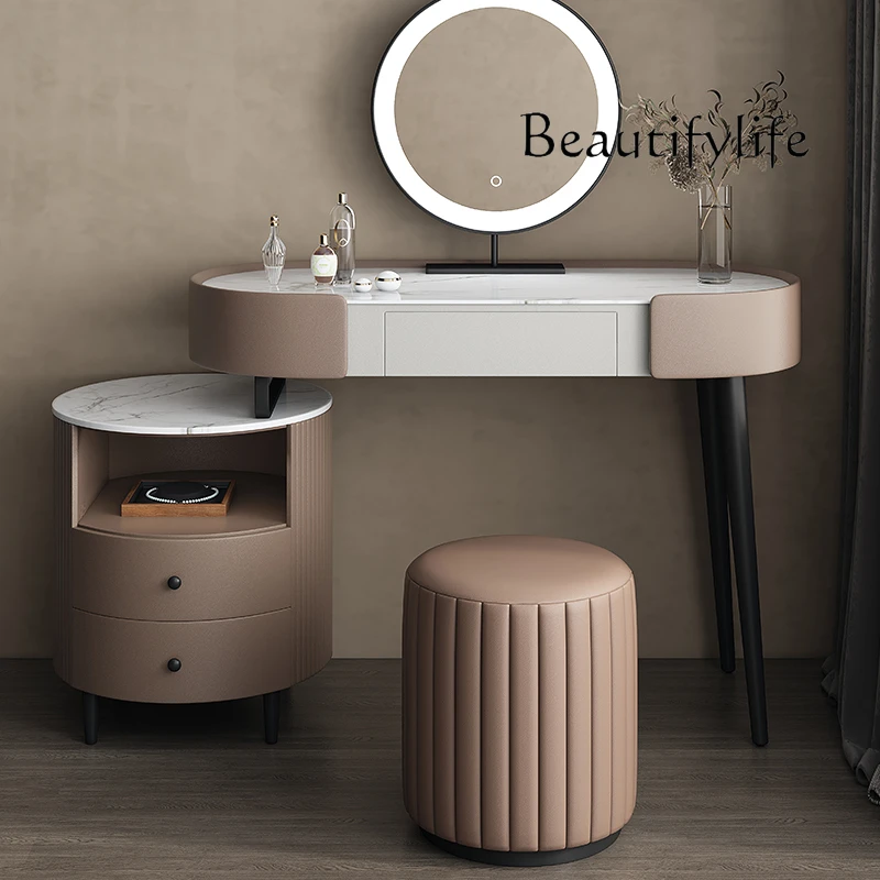 Minimalist rock slab dresser Small apartment makeup table with smart mirror High-end dresser can be stored